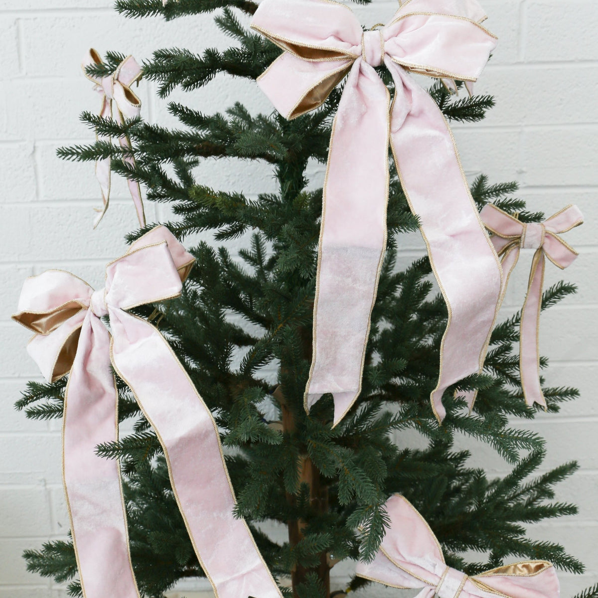 10" Pink Velvet Bow with Gold Backing - Knot and Spool