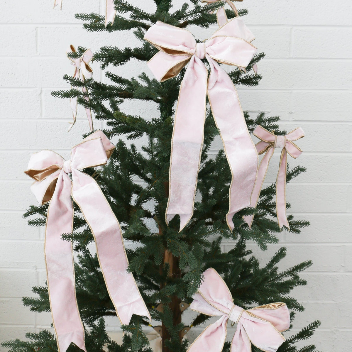 10" Pink Velvet Bow with Gold Backing - Knot and Spool