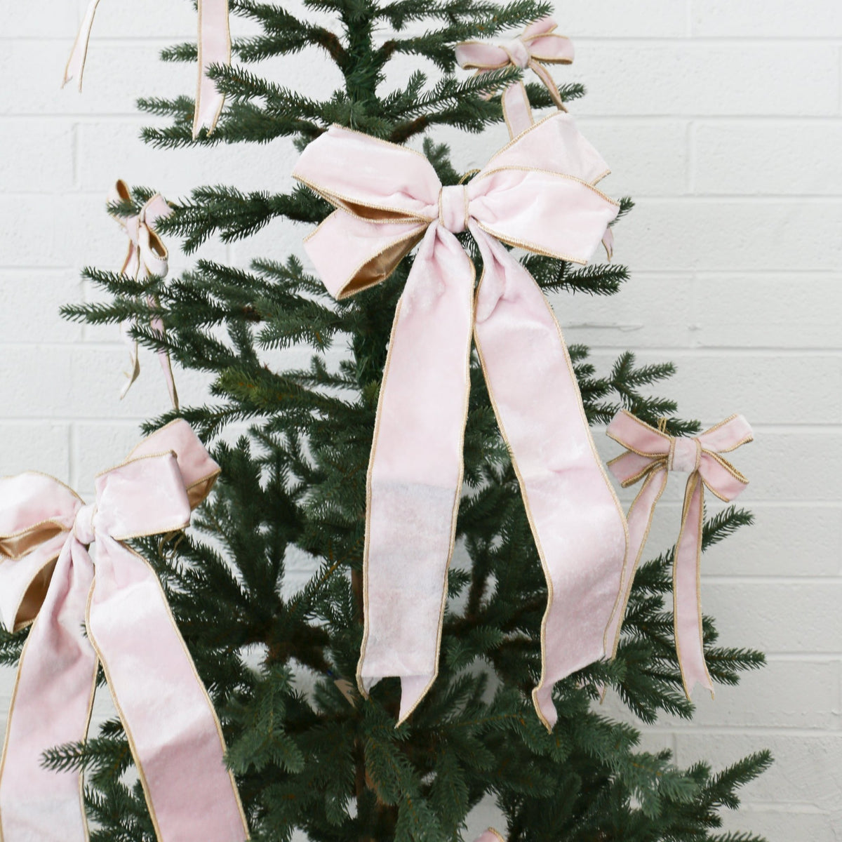 10" Pink Velvet Bow with Gold Backing - Knot and Spool