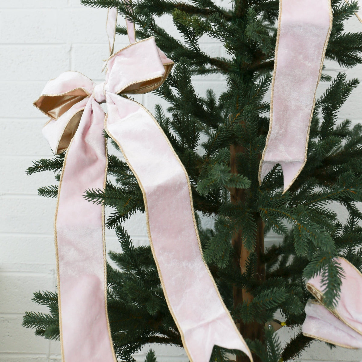 10" Pink Velvet Bow with Gold Backing - Knot and Spool
