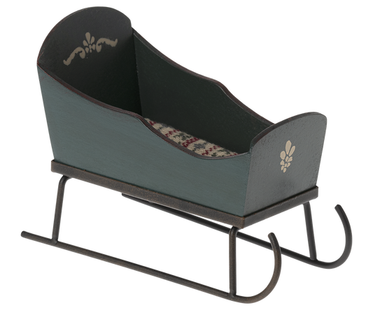 2022 Maileg Mouse Green Christmas Sleigh