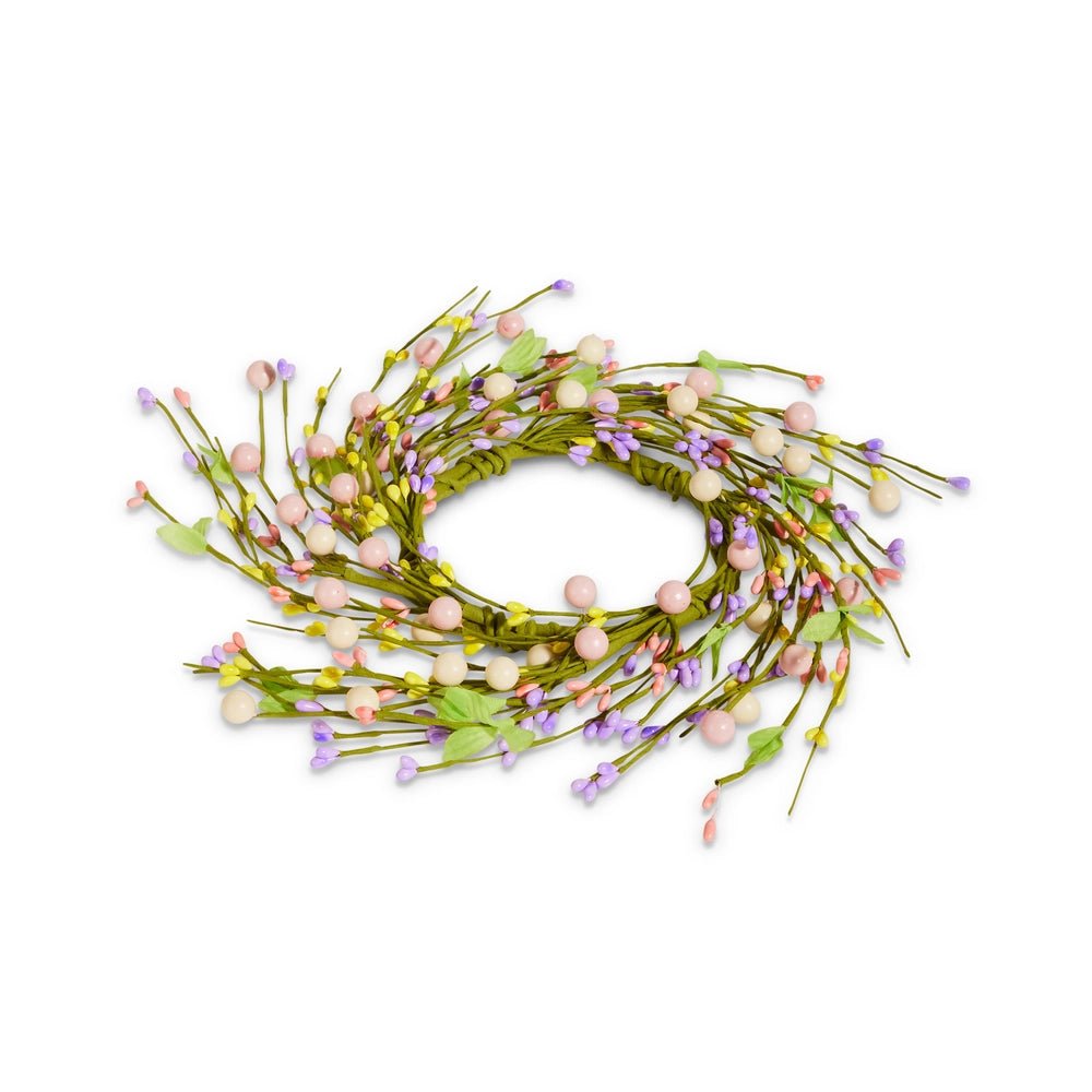 11" Wildflower and Egg Mini Wreath - Candle Ring - Knot and Spool