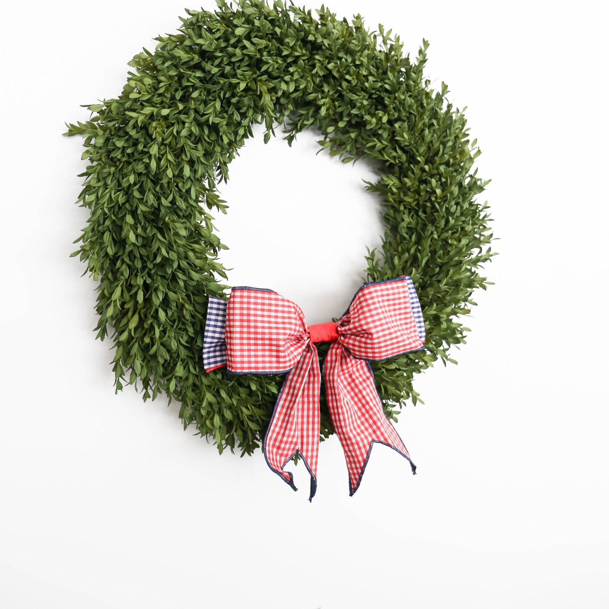 12" Gingham Red, White, and Navy Check Bow - Knot and Spool