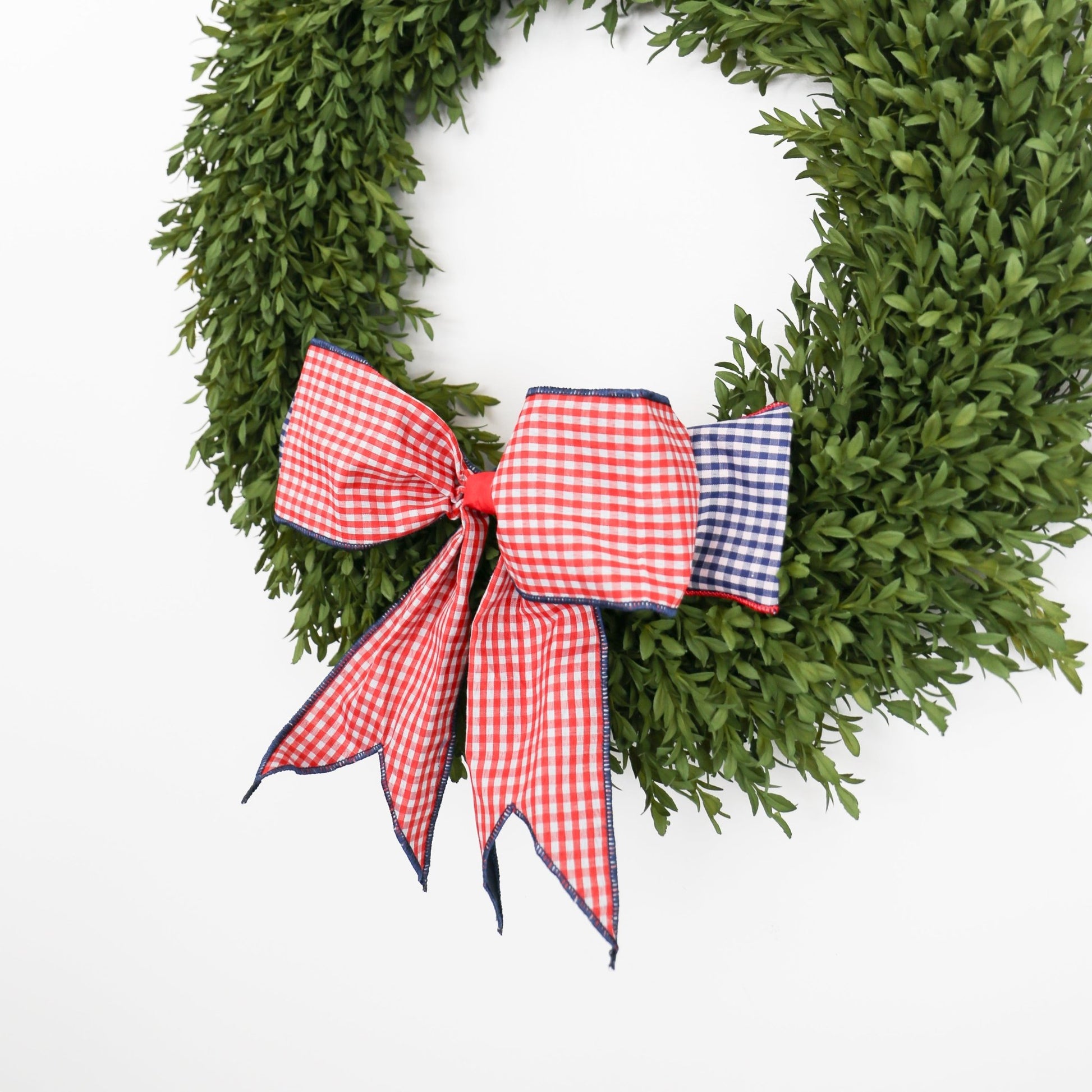 12" Gingham Red, White, and Navy Check Bow - Knot and Spool