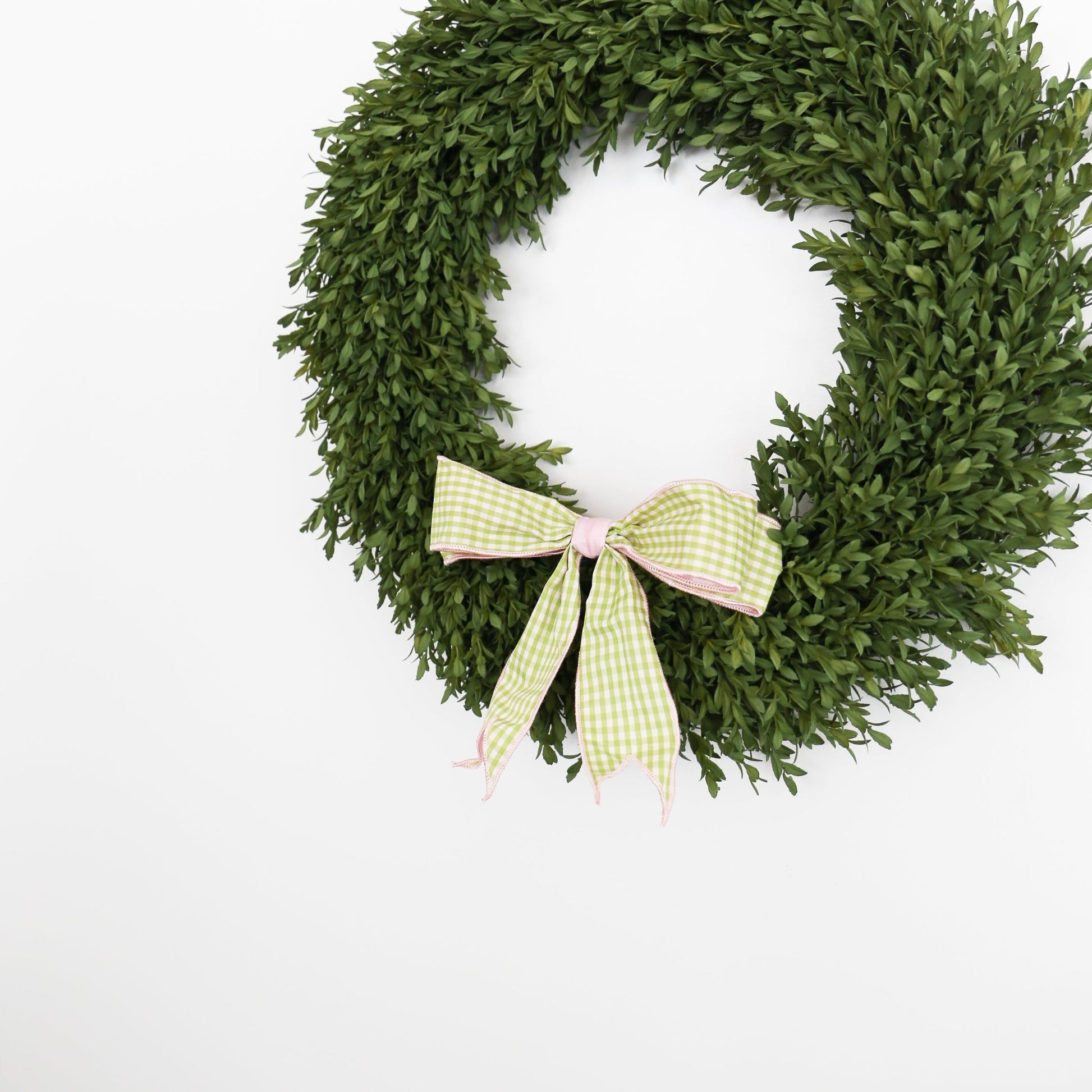 12" Lime Green Gingham Check Bow with Pink Accents - Knot and Spool