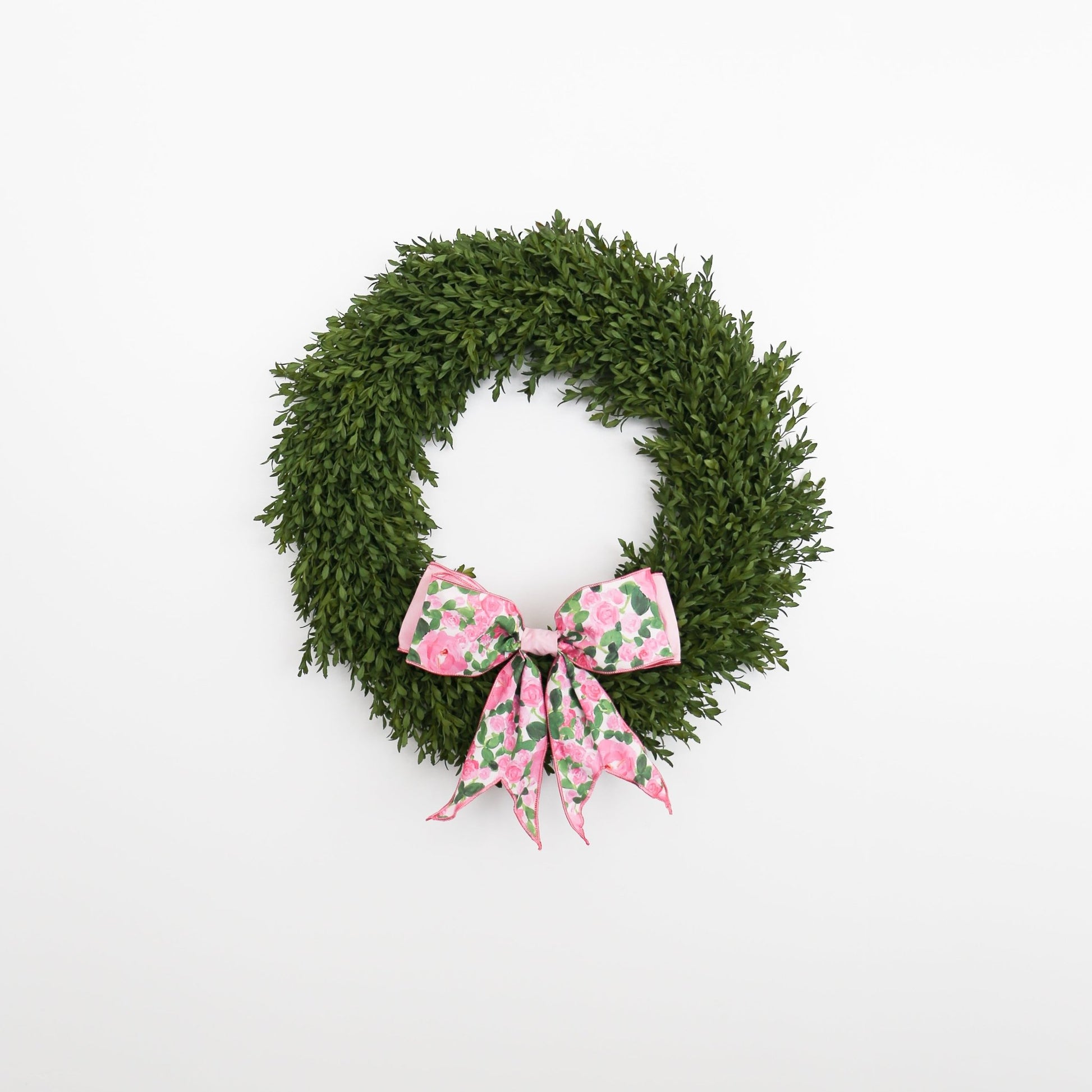 12" Linen Bow Pink Roses, Pink, White, and Green - Knot and Spool