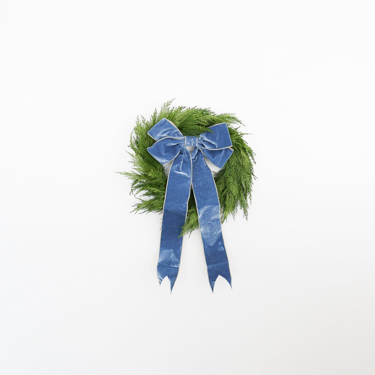 15" Dusty Blue Velvet Bow with Gold Backing - Knot and Spool