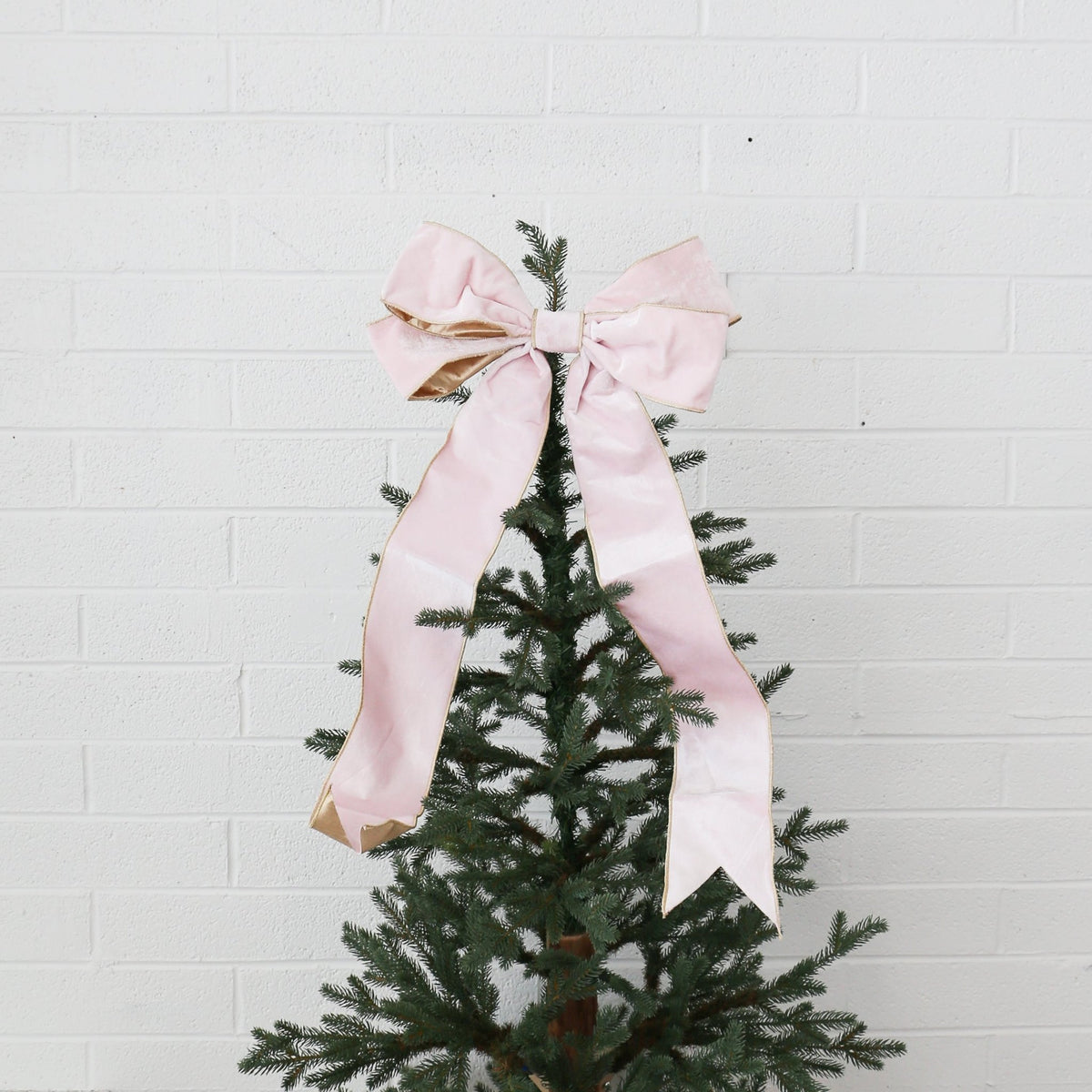 15" Pink Velvet Bow with Gold Backing - Knot and Spool