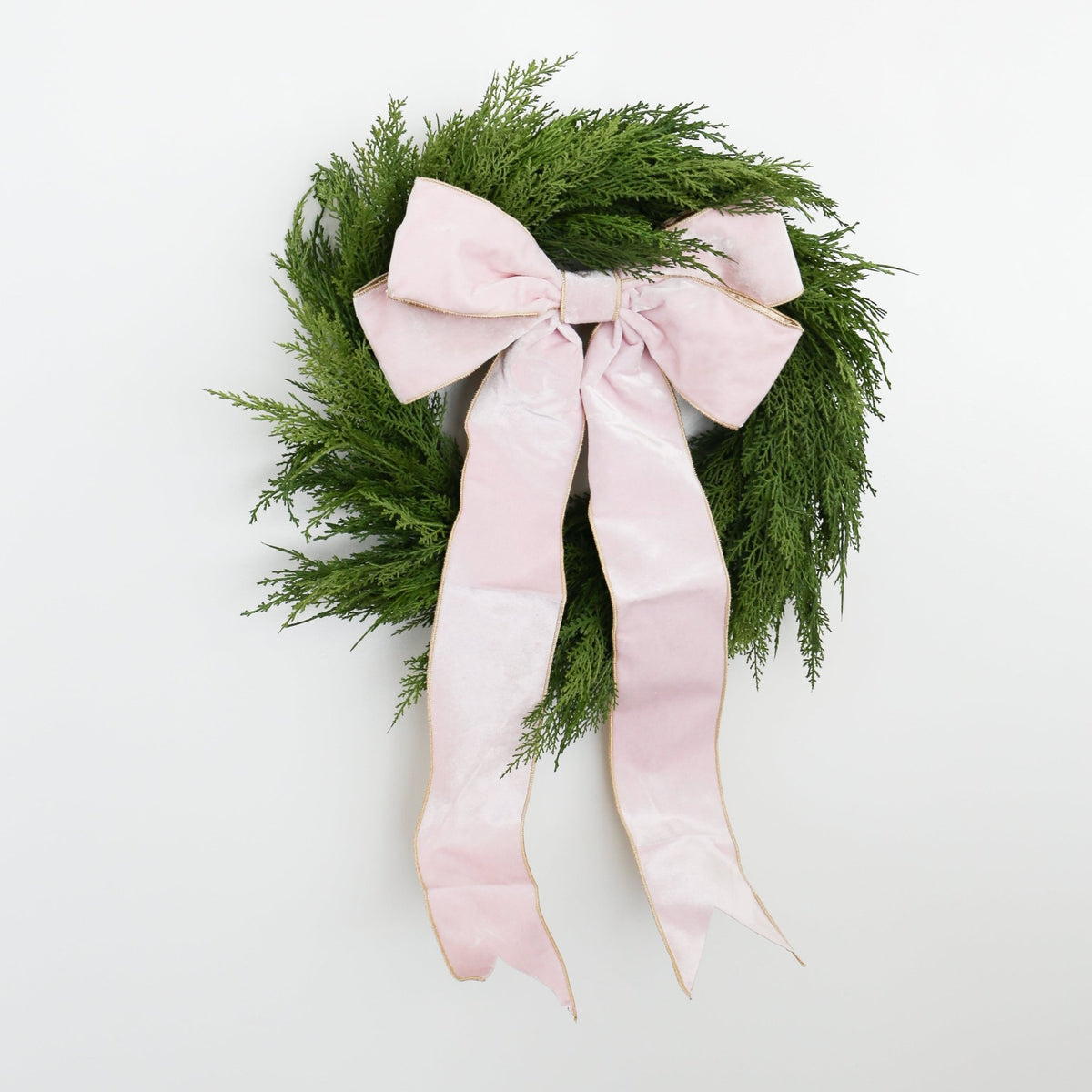 15" Pink Velvet Bow with Gold Backing - Knot and Spool