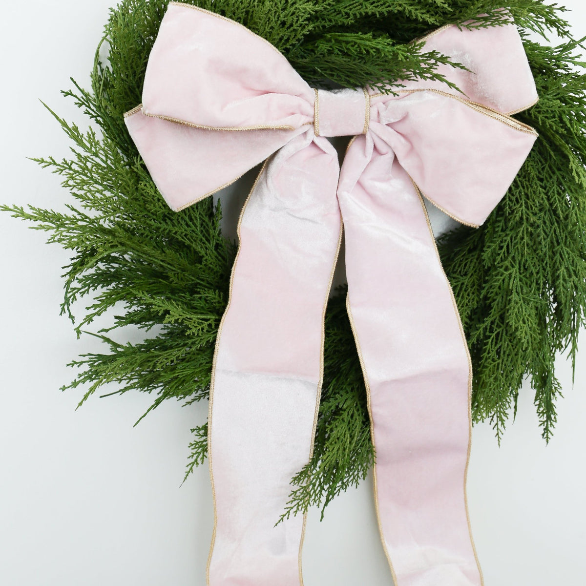 15" Pink Velvet Bow with Gold Backing - Knot and Spool