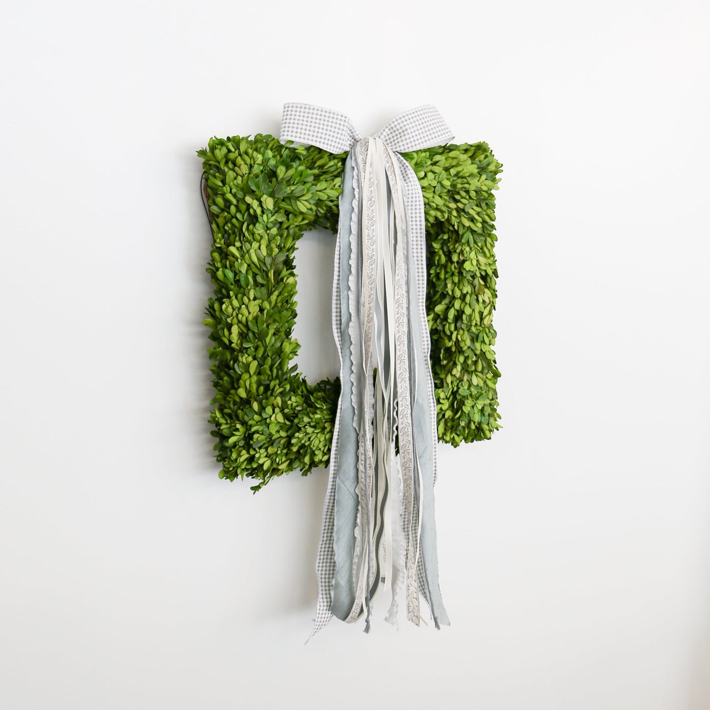 20 Inch Square Preserved Natural Boxwood Wreath - Knot and Spool