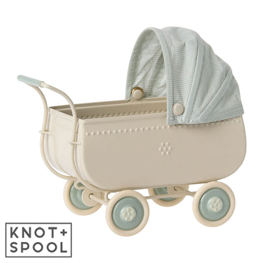 2022 Maileg Blue Micro Pram - Knot and Spool