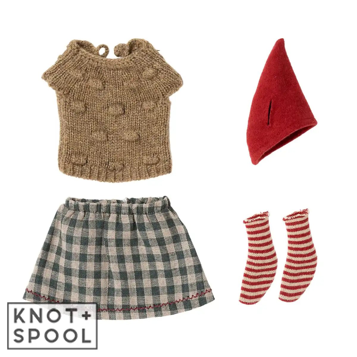 2022 Maileg Medium Girl Christmas Mouse Clothes - Knot and Spool
