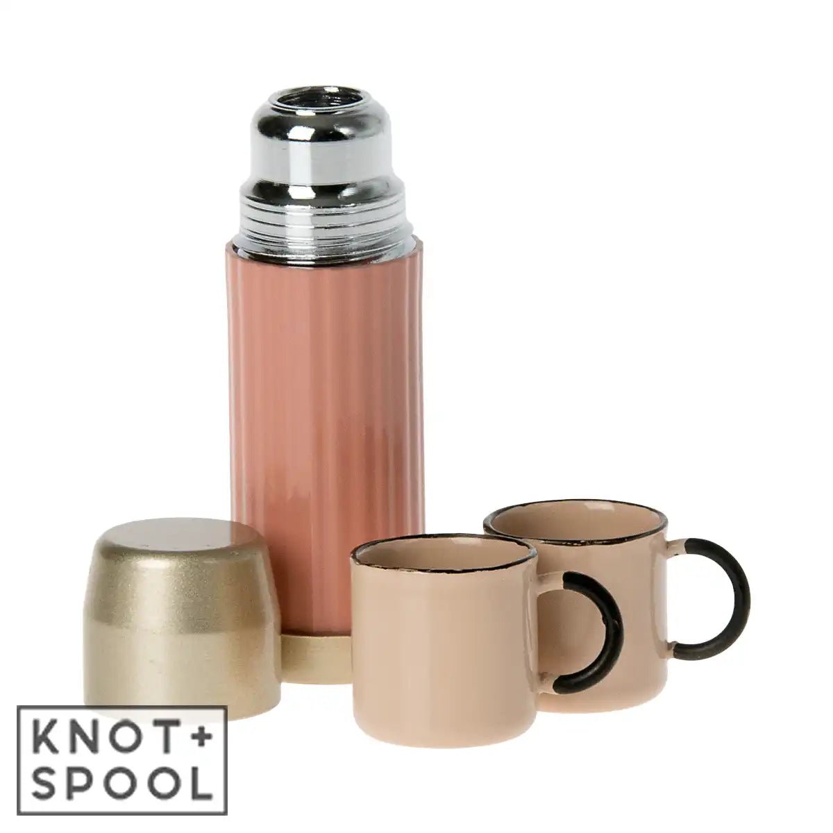 2022 Maileg Mouse Coral Thermos & Cups - Knot and Spool