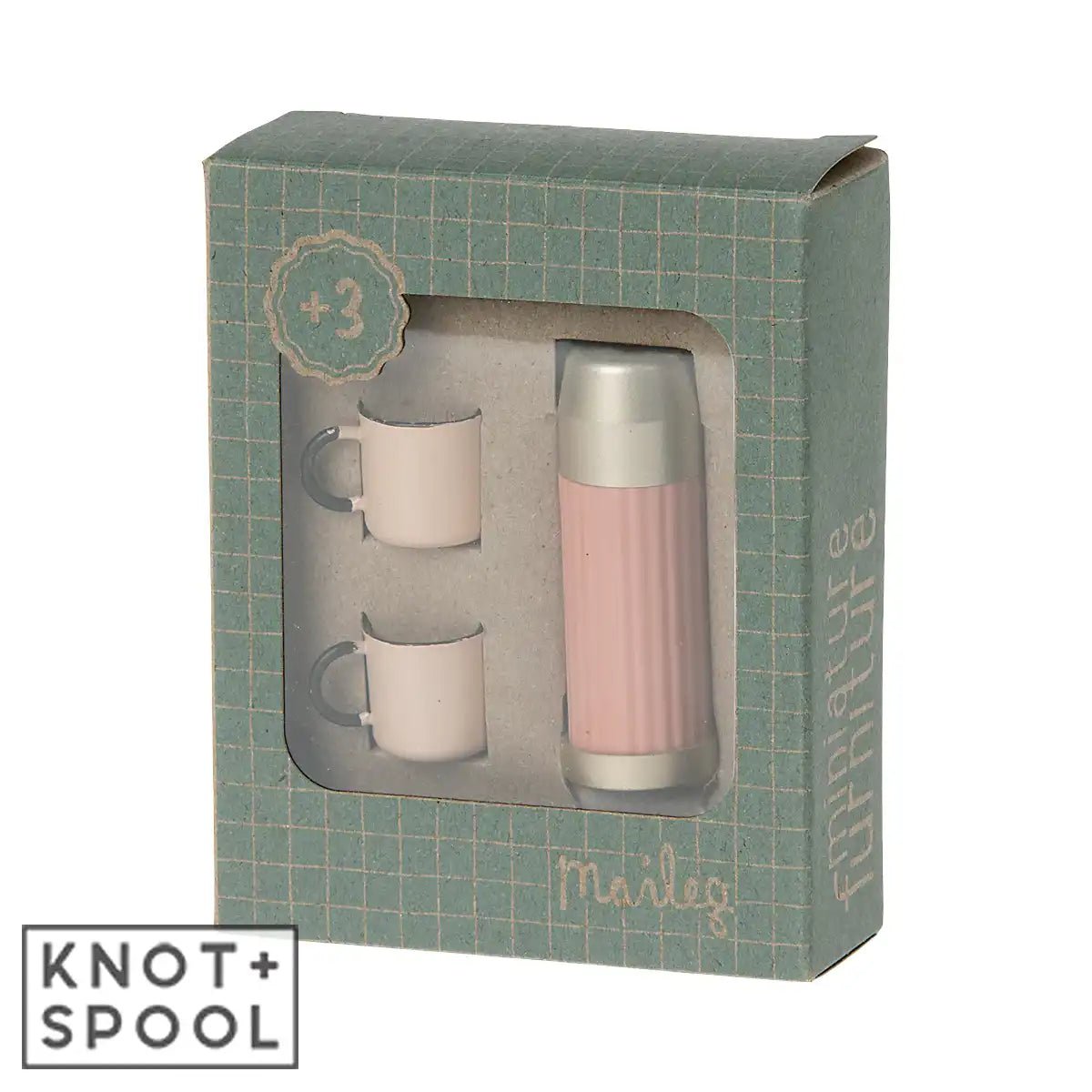2022 Maileg Mouse Coral Thermos & Cups - Knot and Spool