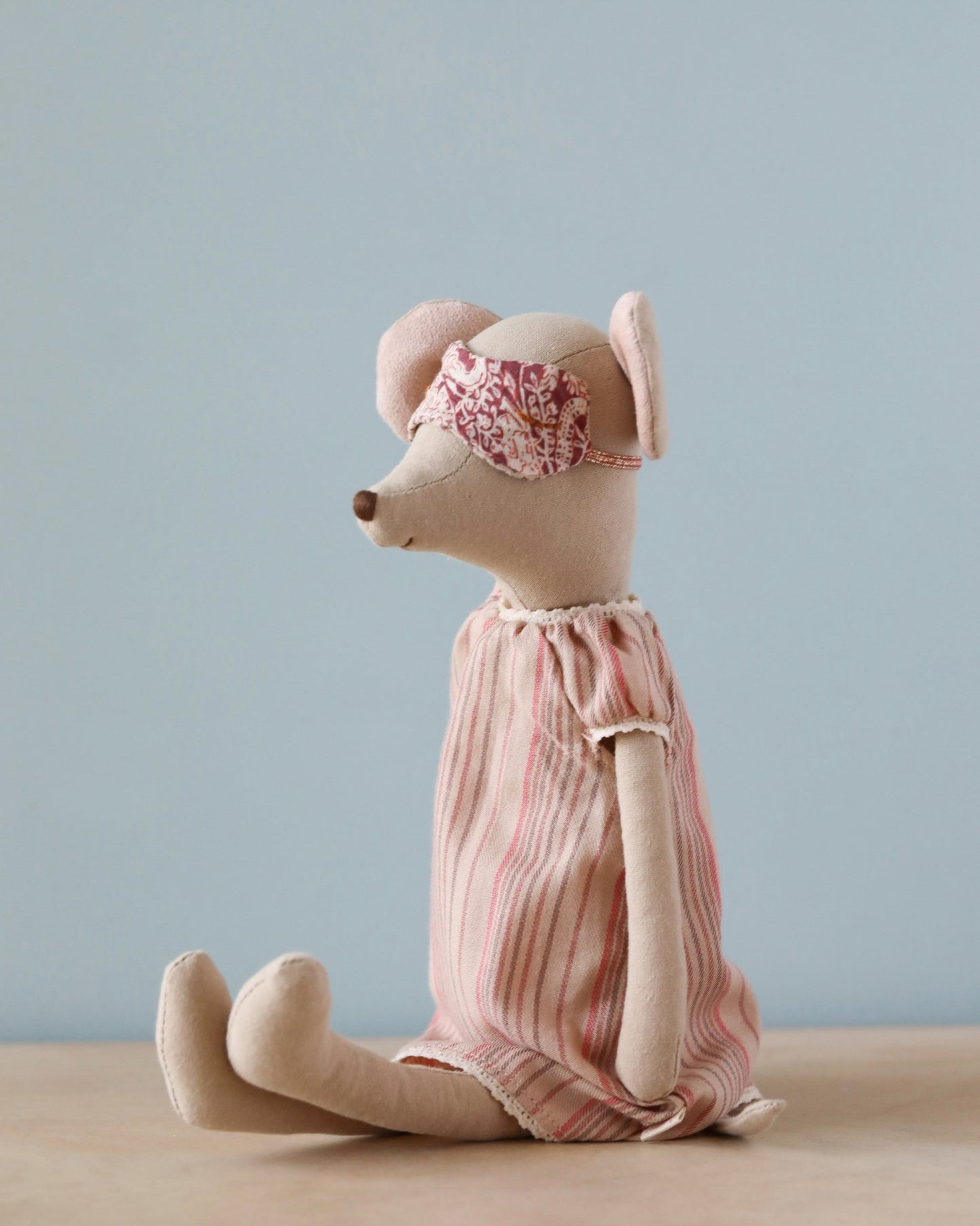 2022 Maileg Mouse Nightgown, Medium - Pink Stripe - Knot and Spool