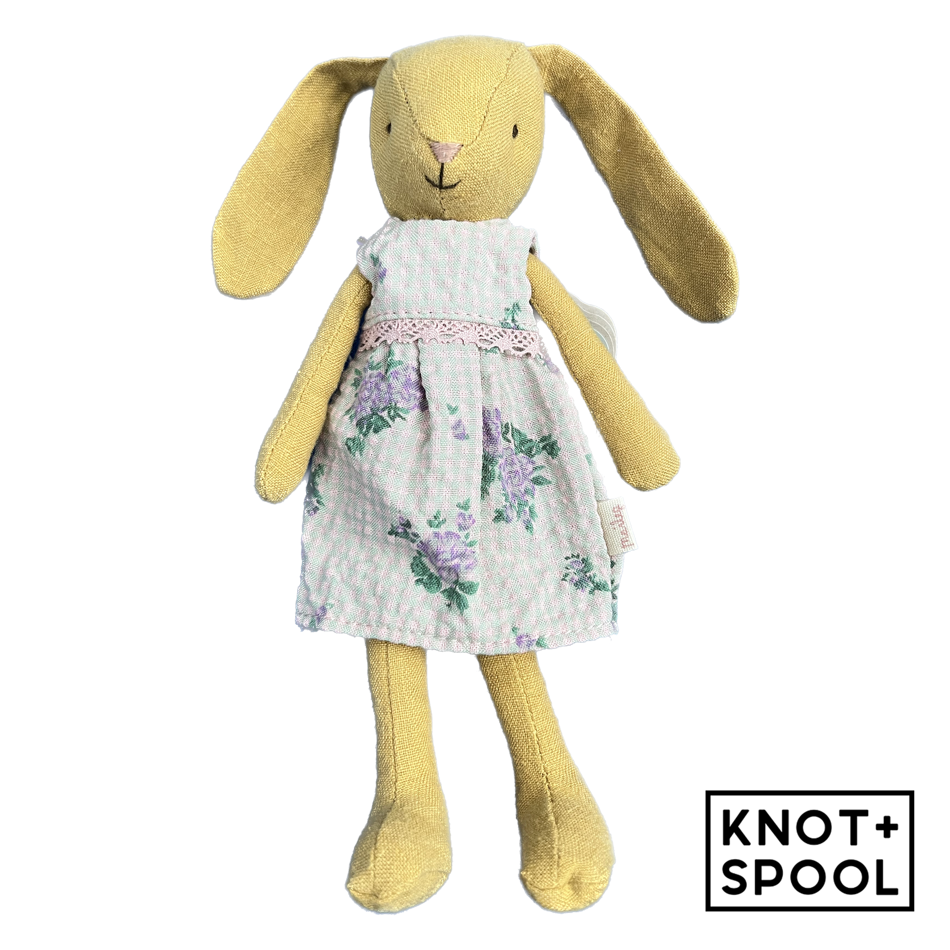 2023 Maileg Dusty Yellow Bunny with Dress Size 1 Knot and Spool