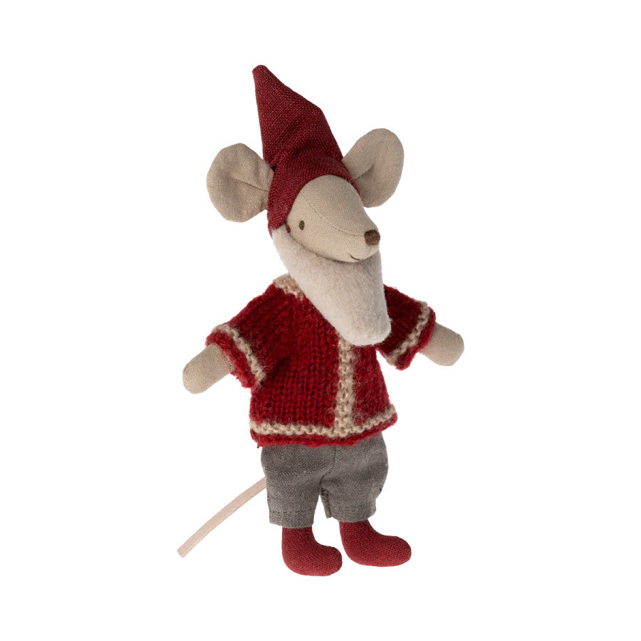 Maileg Christmas Mouse in Santa Clothes and Beard.