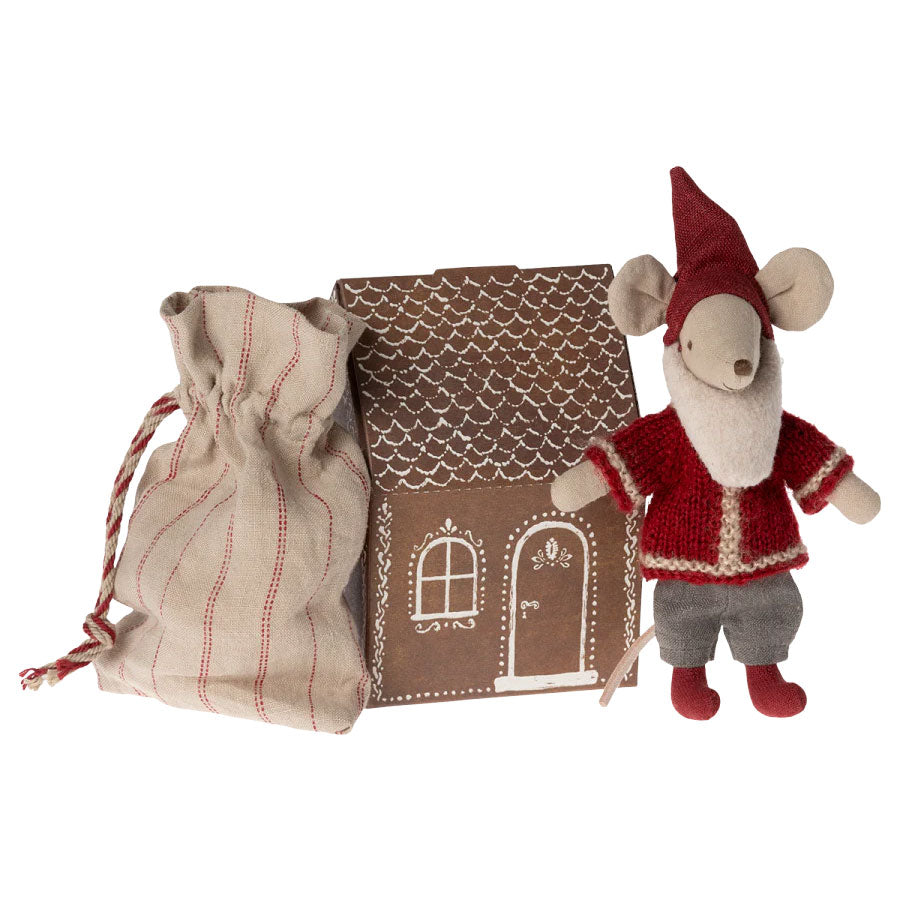 Maileg Santa Christmas Mouse fits perfectly into the Mouse Gingerbread House