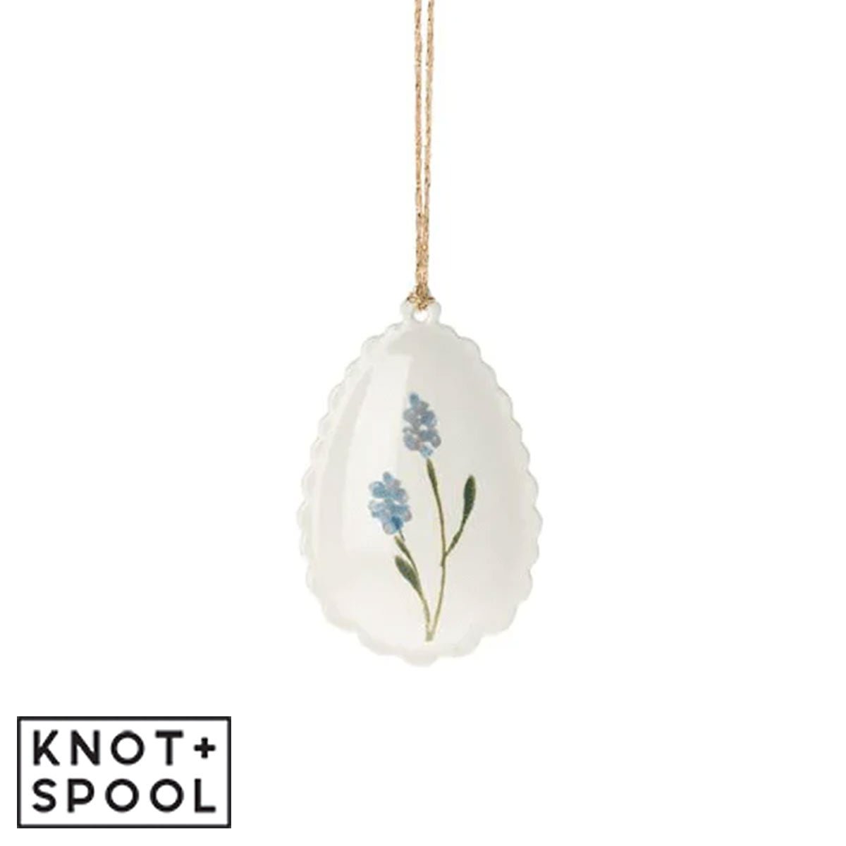 2023 Maileg Blue Metal Easter Egg Ornament - Knot and Spool