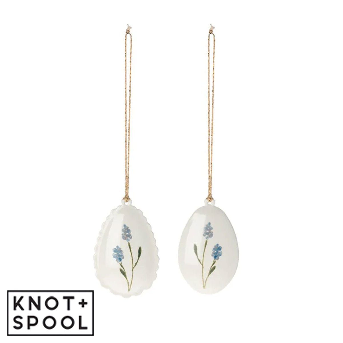 2023 Maileg Blue Metal Easter Egg Ornament - Knot and Spool