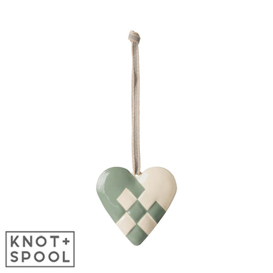 2024 Maileg Large Mint Metal Heart Ornament - Knot and Spool
