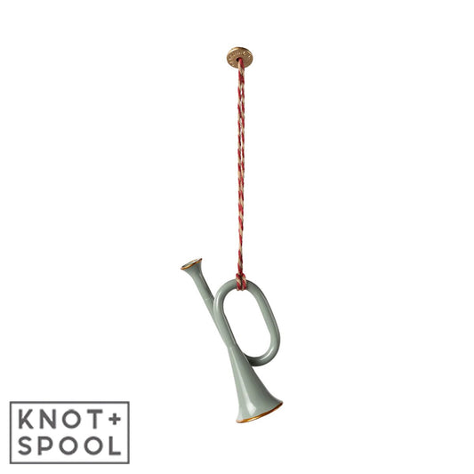 2024 Maileg Mint Metal Trumpet Ornament - Knot and Spool