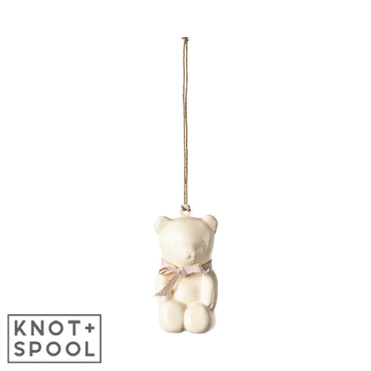 2024 Maileg Off - White & Rose Metal Teddy Bear Ornament - Knot and Spool