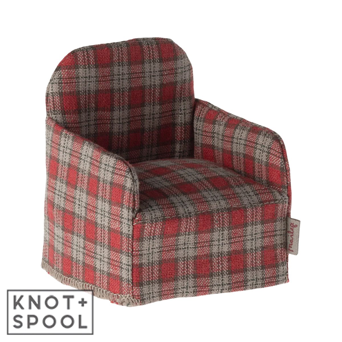 2024 Maileg Red Checkered Mouse Chair - Knot and Spool