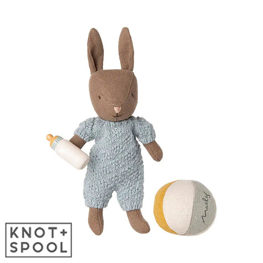 2025 Maileg Brown - Blue Micro Rabbit Set - Knot and Spool