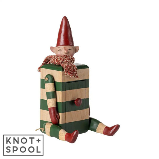 2025 Maileg Green Elf with Drawer - Knot and Spool