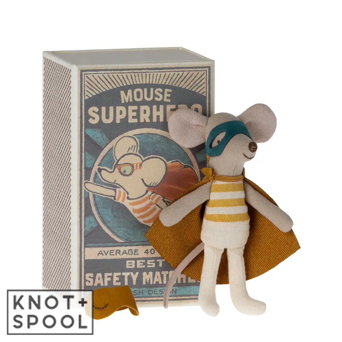 2025 Maileg Little Brother Superhero Mouse in Matchbox - Knot and Spool