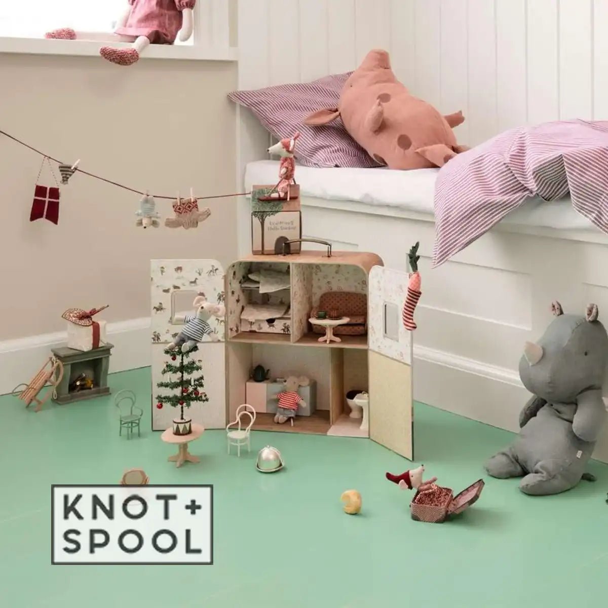 2025 Maileg Little Sister and Brother SuitCasa Mouse House - Knot and Spool