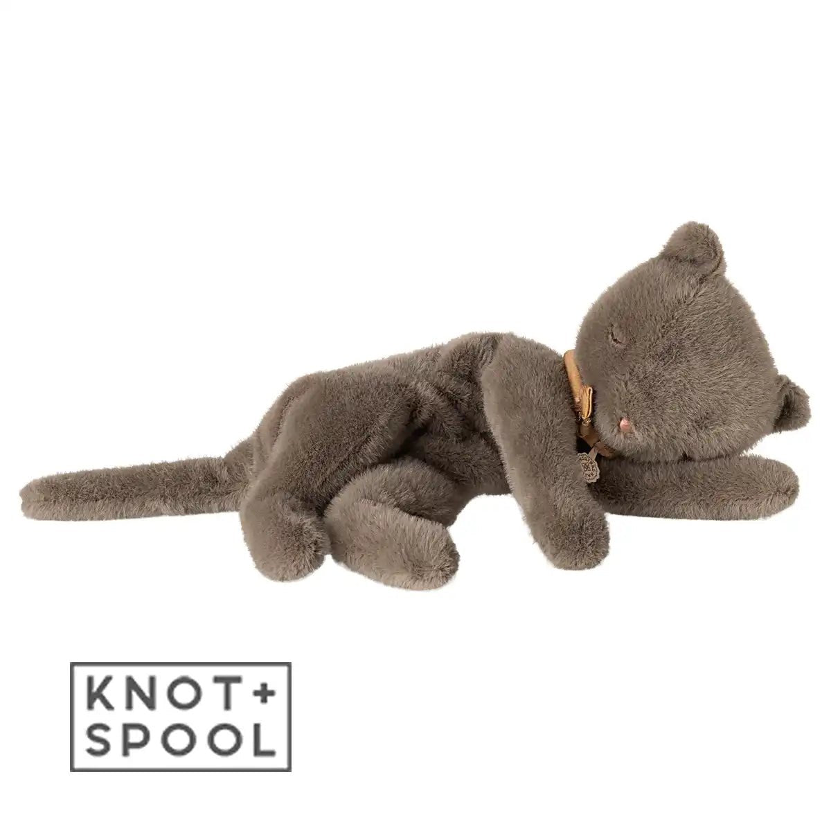 2025 Maileg Medium Grey Plush Sleeping Kitten - Knot and Spool