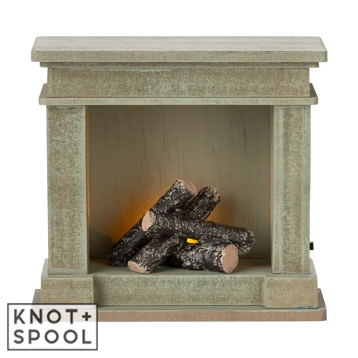 2025 Maileg Miniature Dusty - Green Fireplace - Knot and Spool