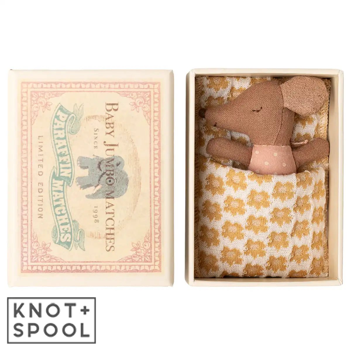 2025 Maileg Rose Sleepy Wakey Baby Mouse in Matchbox - Knot and Spool
