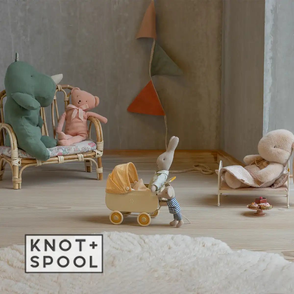 2025 Maileg Safari Friends Medium Sage Rhino - Knot and Spool