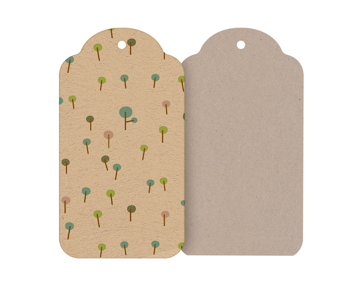2026 Gift tags, Wood land - Green 12 pcs - Knot and Spool