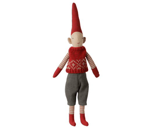 2026 Maileg Boy Pixy in Red Knitted Vest | Size 1 - Knot and Spool