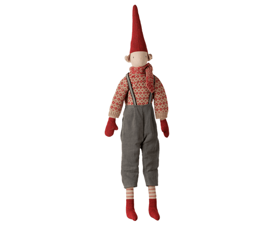 2026 Maileg Boy Pixy with Knitted Sweater & Scarf| Size 4 - Knot and Spool