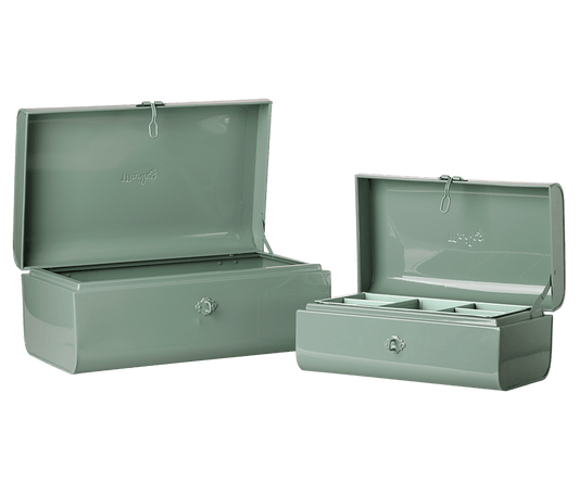 2026 Maileg Dark Mint/Dark Mint Storage Suitcase Set with Tray - Knot and Spool