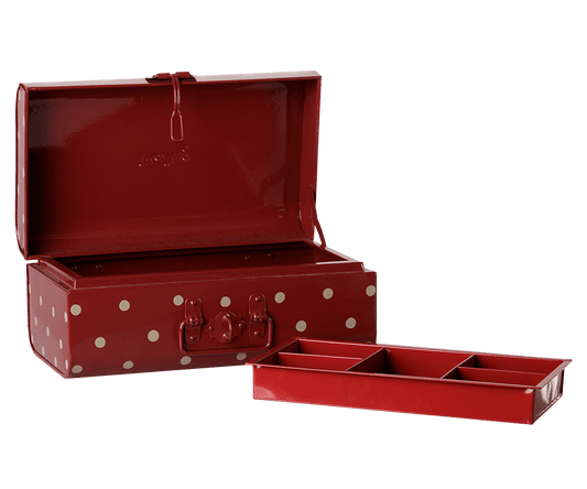 2026 Maileg Dark Red Small Storage Suitcase with tray - Knot and Spool