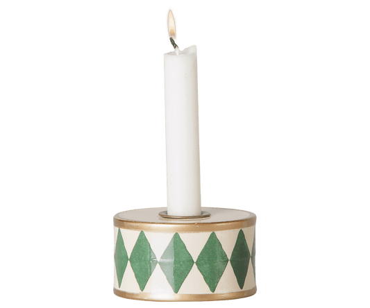 2026 Maileg Drum Candle Holder - Green/Off White - Knot and Spool