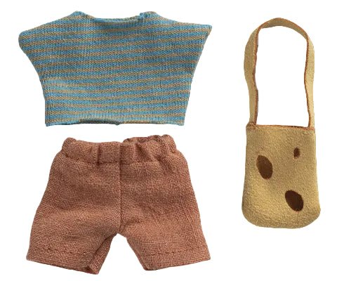 2026 Maileg Little Brother Mouse Clothes and Bag - Knot and Spool