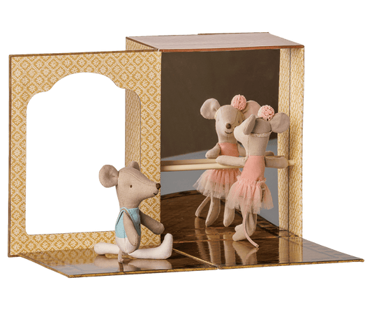 2026 Maileg Little Sister and Brother Ballet Mice in Dance Studio - Knot and Spool