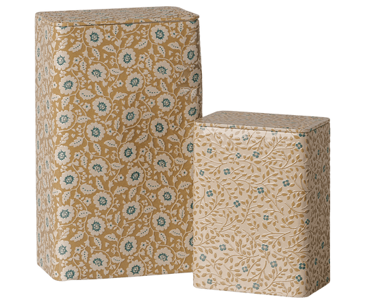 2026 Maileg Ocher/Blue Flowers Metal Box Set - Knot and Spool