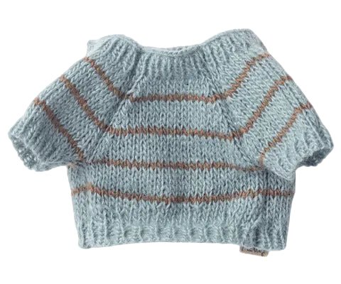 2026 Maileg Puppy Supply Small Dusty - Blue Knitted Sweater - Knot and Spool