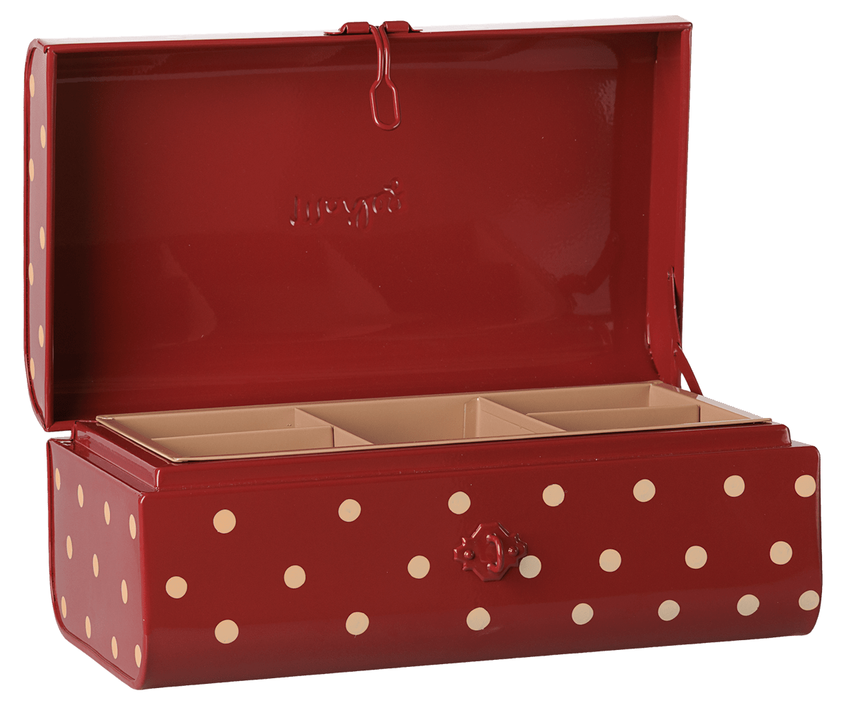 2026 Maileg Red Small Storage Suitcase with tray - Knot and Spool