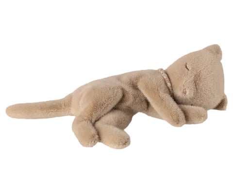 2026 Maileg Small Cream - Peach Plush Sleeping Kitten - Knot and Spool