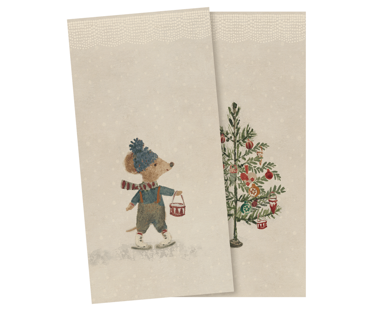 2026 Maileg Small Napkin - Christmas Mice - Knot and Spool